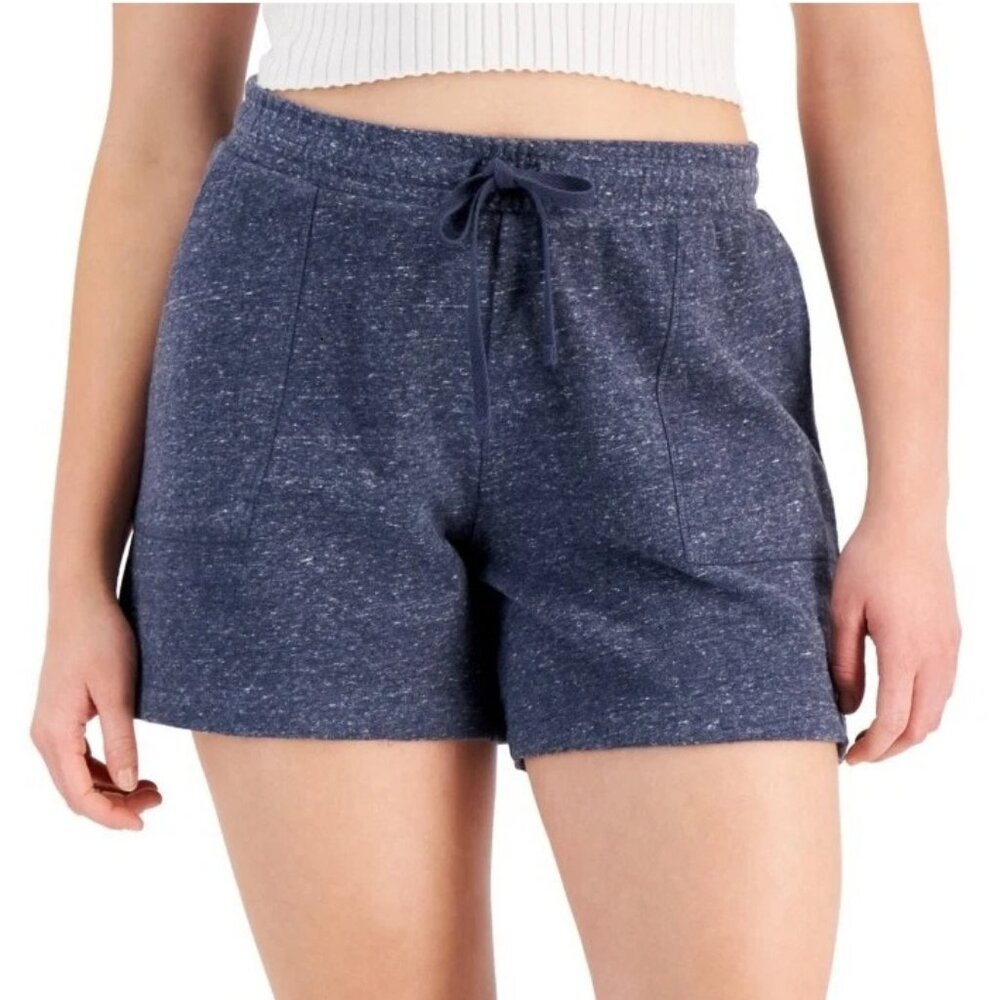 NWT Style & Co Women's French Terry Shorts, Indigo Sea Heather Dark Blue